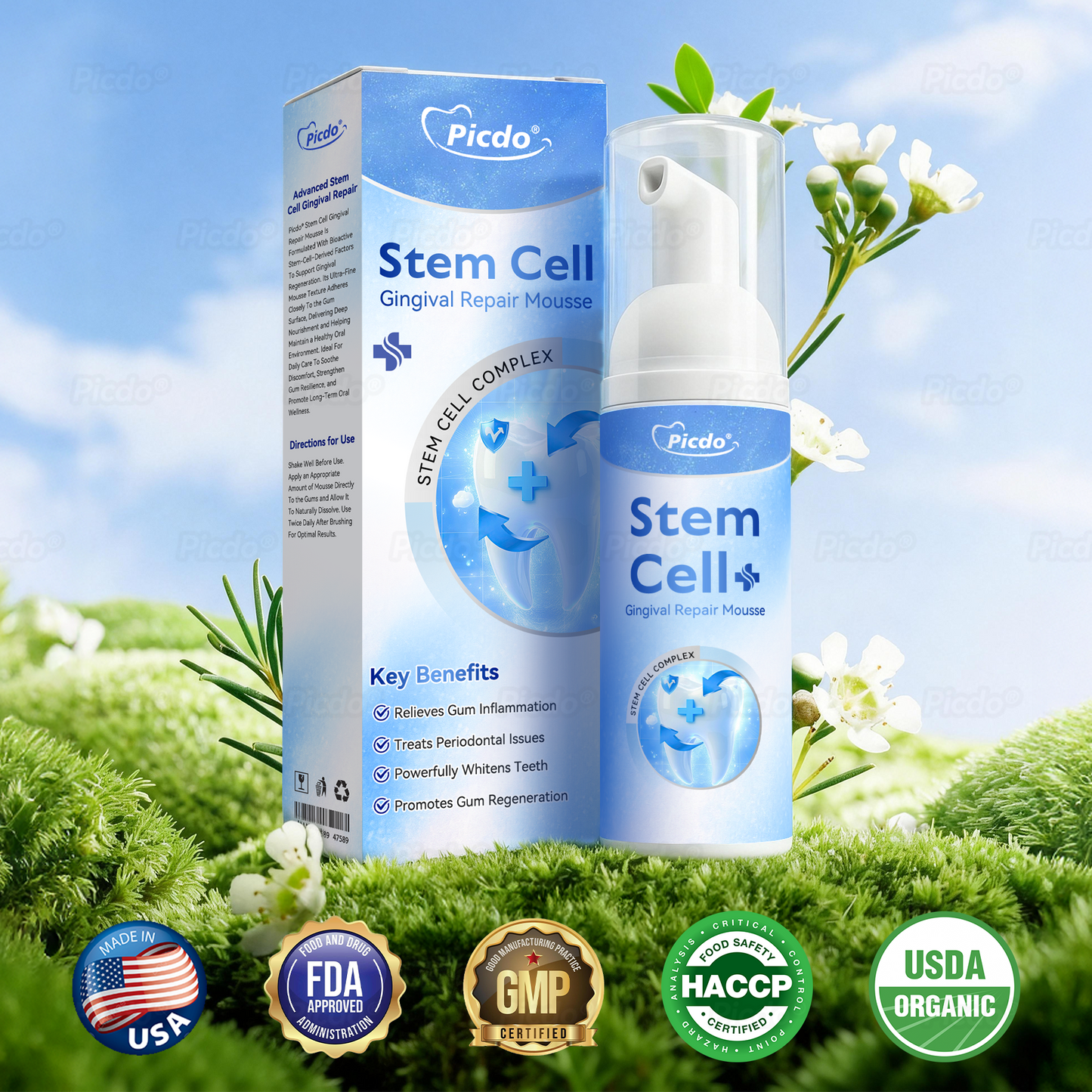 ✨🎇𝑃𝑖𝑐𝑑𝑜® 𝑆𝑡𝑒𝑚 𝐶𝑒𝑙𝑙 𝐺𝑖𝑛𝑔𝑖𝑣𝑎𝑙 𝑅𝑒𝑝𝑎𝑖𝑟 𝑀𝑜𝑢𝑠𝑠𝑒(🦷Promote Tooth Regrowth • Remove Tartar • Strengthen Gums • Deep Clean & Freshen Breath)🌵